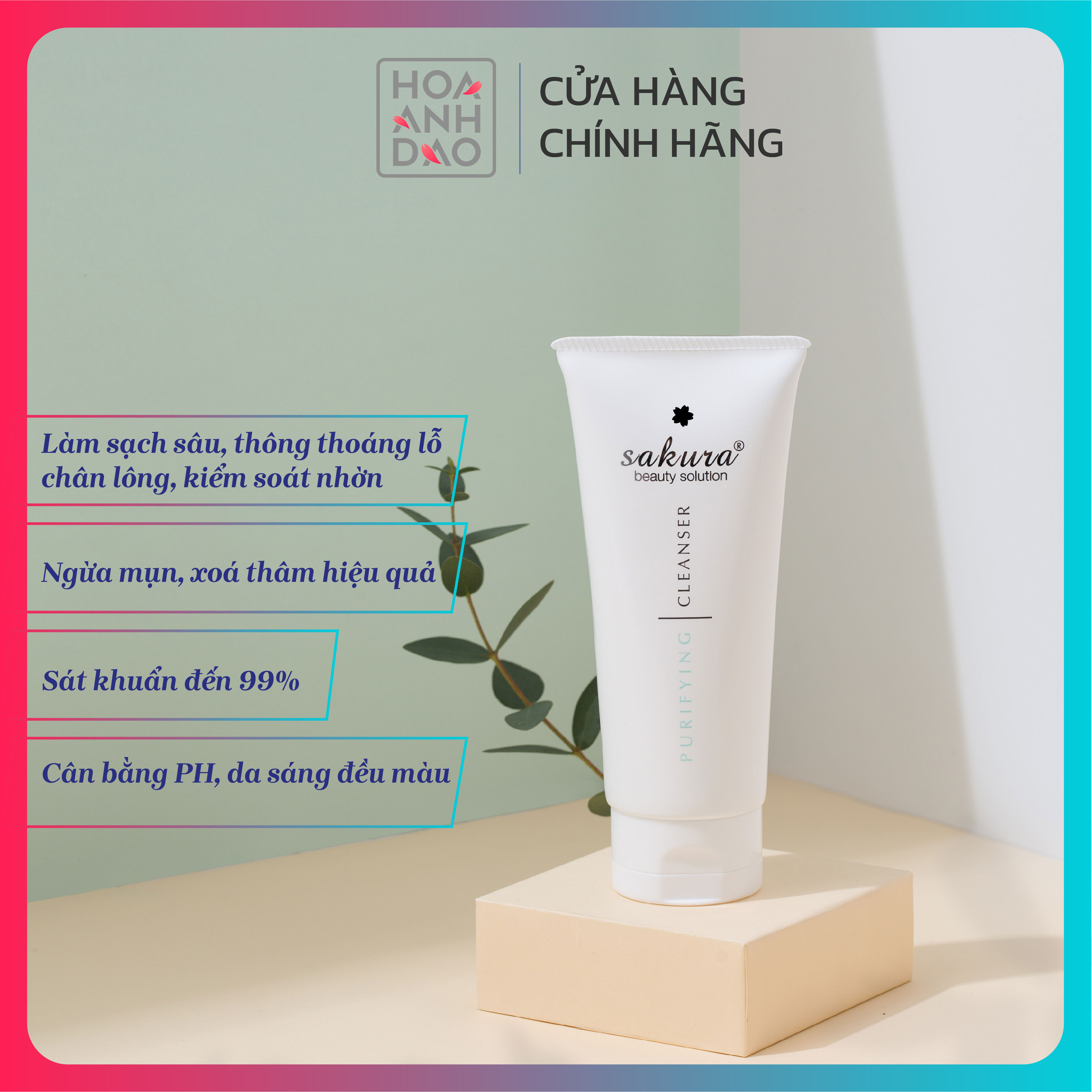 Sữa rửa mặt dành cho da dầu, mụn Sakura Purifying Cleanser 100ml