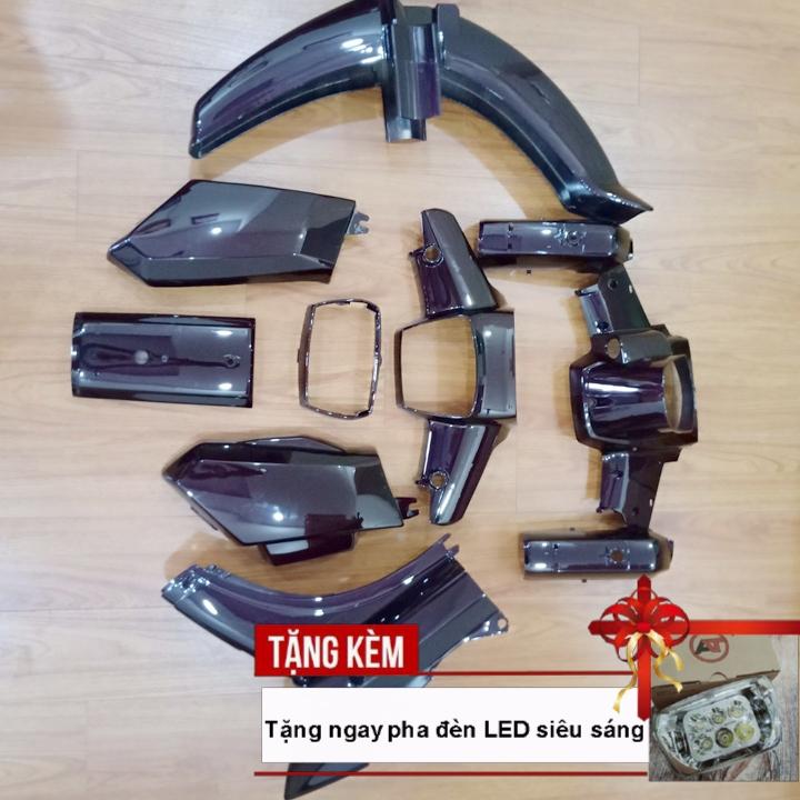 [TẶNG LUÔN BỘ PHA ĐÈN XE DREAM] Dàn áo xe DreamII, nhựa ABS nguyên sinh màu Nho - có KHUYẾN MẠI BỘ TEM 3 lớp sịn.