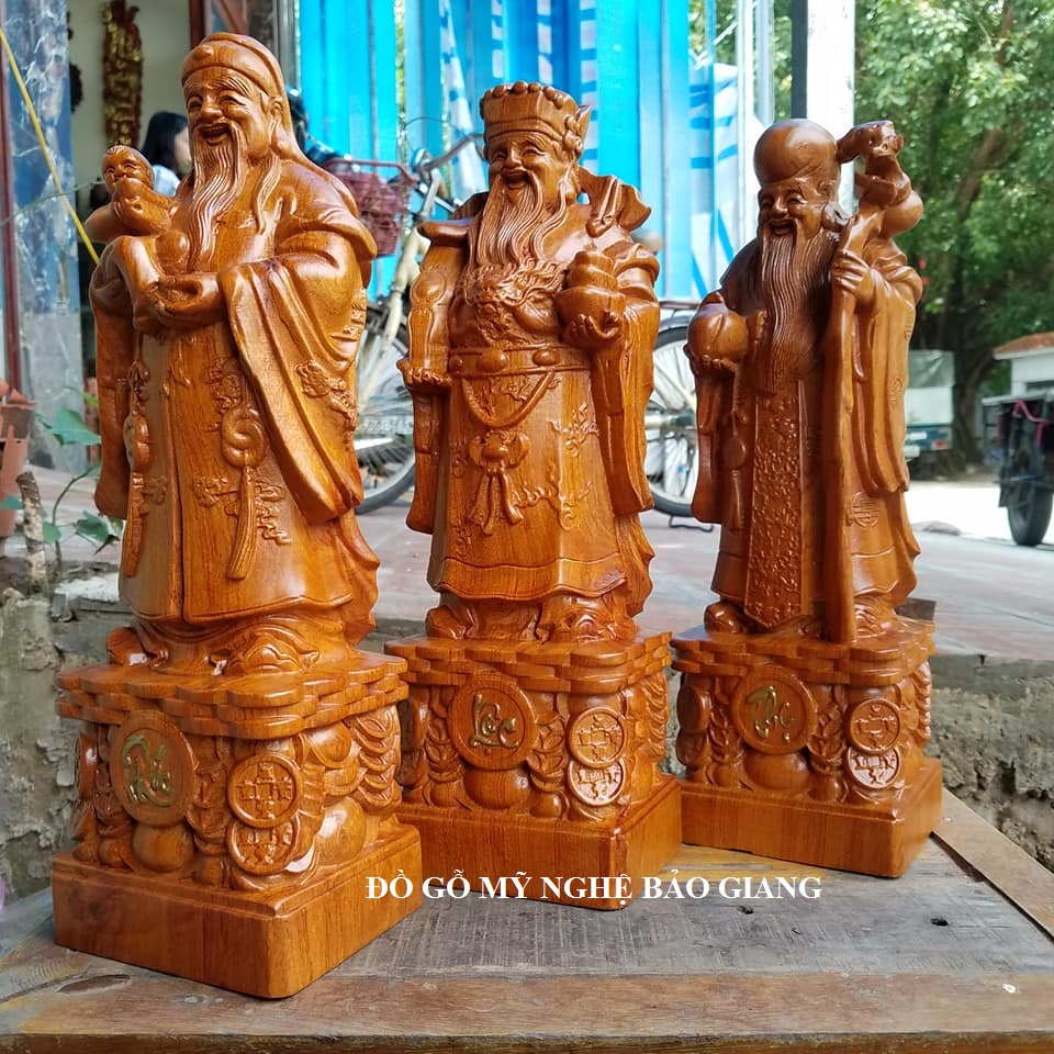 Tượng tam đa gỗ hương cao 40 cm
