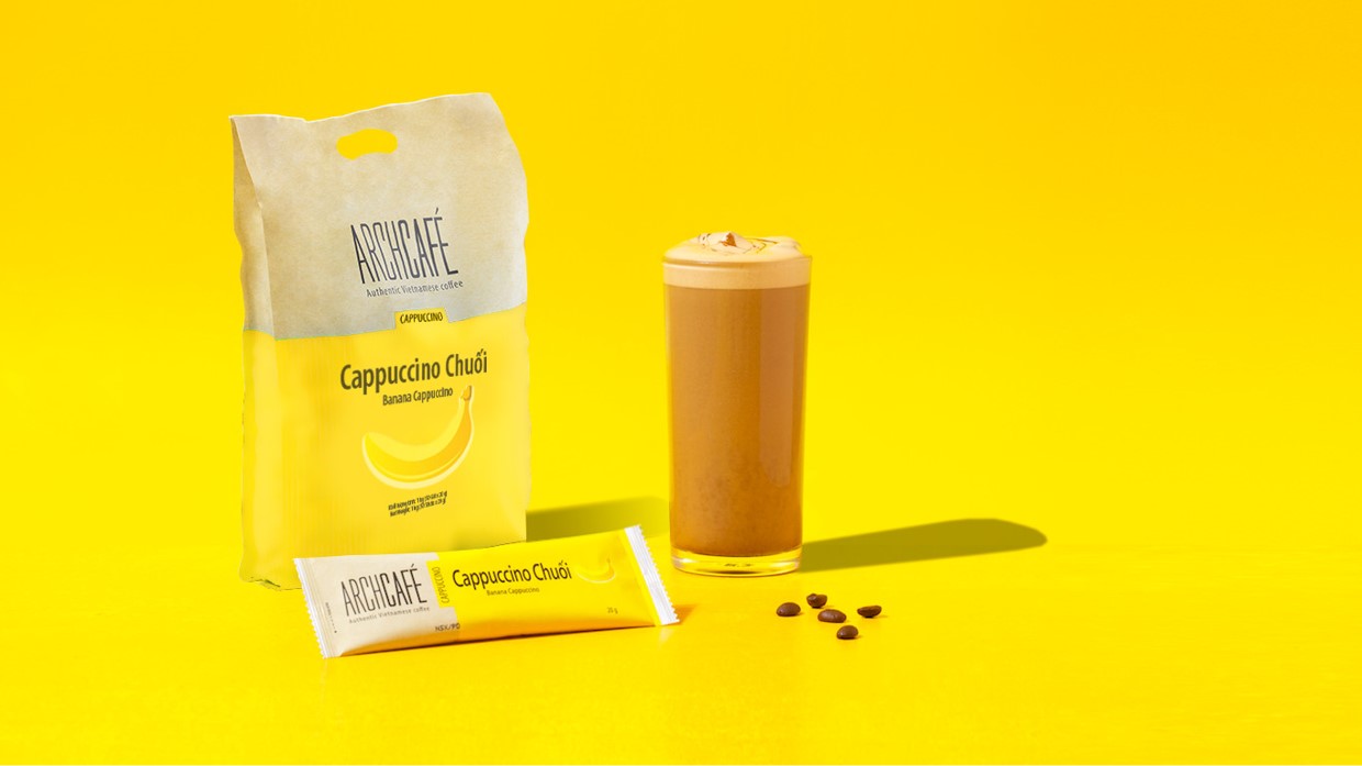 Combo 2 Túi Cà phê Cappuccino Chuối - Cafe hoà tan Archcafé (túi 50 gói x 20g)