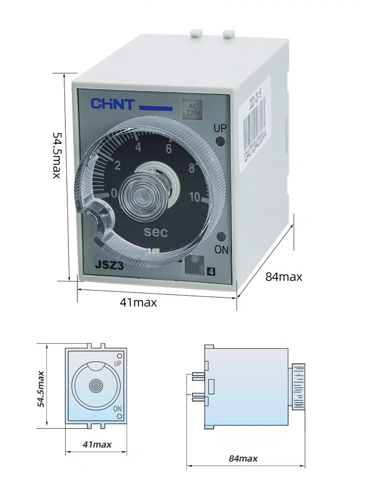Rơ le thời gian Chint JSZ3 loại 60s,rơ le thời gian off delay Chint JSZ3,relay timer JSZ3,chint time relay,relay off delay