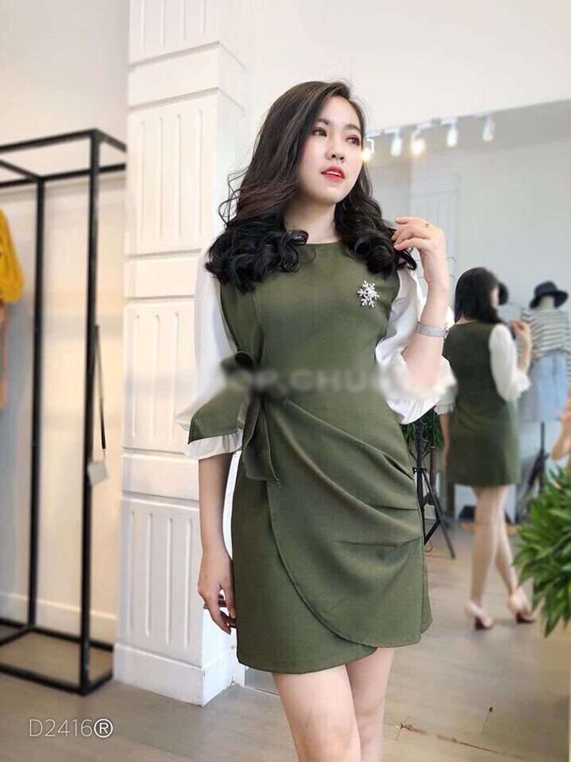 [HCM]Đầm  Nữ  Vạt Chéo Thắt Nơ Eo Tt Đ38