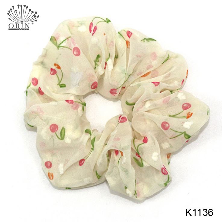 Dây buộc tóc, cột tóc vải scrunchies trái cherry HARI0421