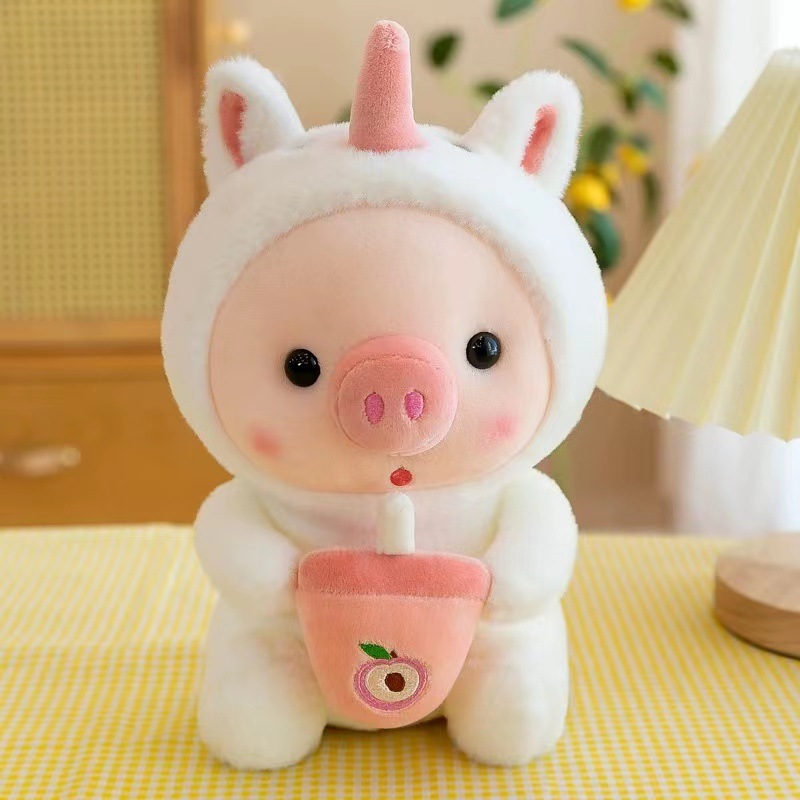 🐷🐷25cm gấu bông hình con heo ôm trà sữa cao cấp--lợn sang trọng đồ chơi sang trọng con heo dễ thương thú nhồi bô