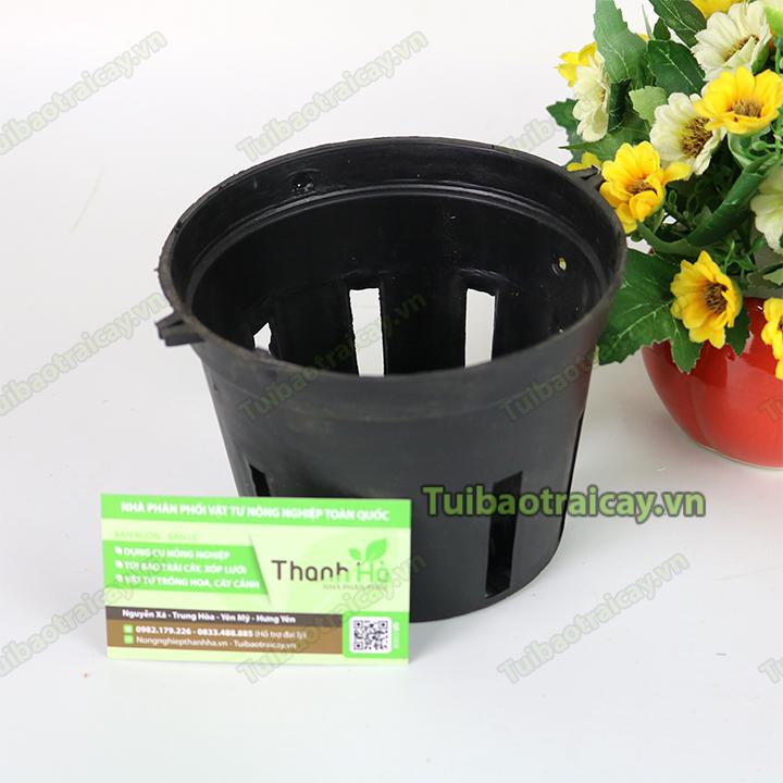 5 chậu nhựa trồng lan màu đen phi 21cm