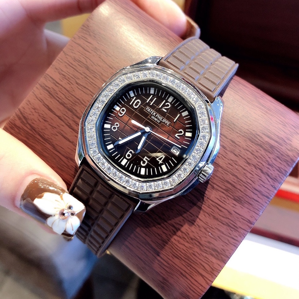 [HCM]Đồng Hồ Patek Philippe Nữ Dây Silicon Nâu Silver 35mm