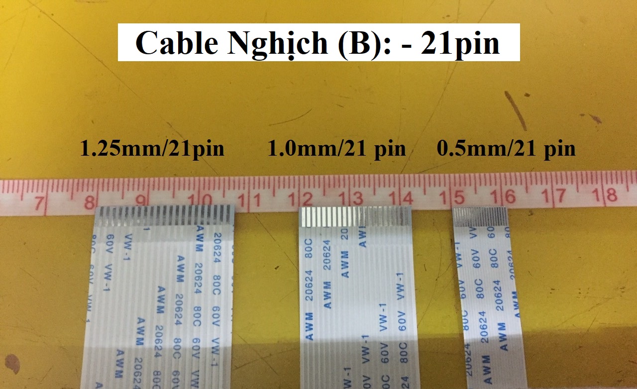 Cable FFC NGHỊCH (Type B): (Chân pin: 0.5-1.0-1.25mm) - (Số pin: 16-21-23-25-32pin) - Chiều dài cable 25cm
