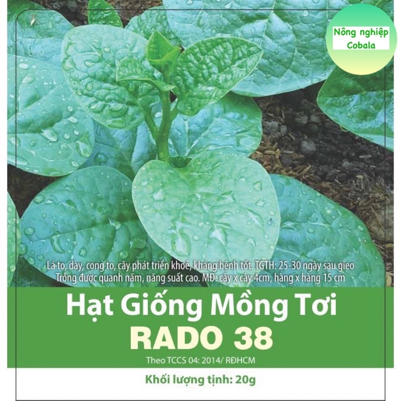 Hạt Giống Mồng Tơi Cao Sản 20gr - h2t farm