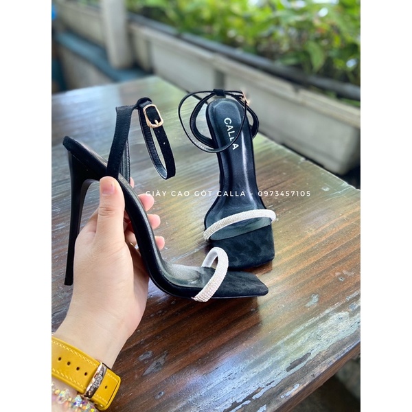 sandal hở gót mũi vuông dây đá cao 8cm - 12cm (giày cao gót Calla)