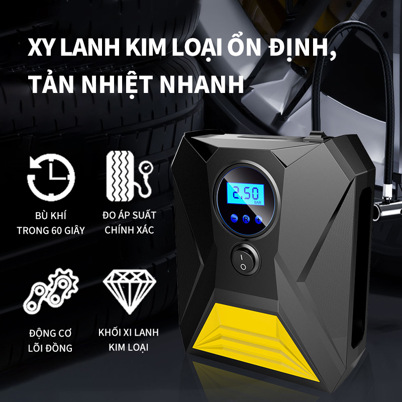 Máy bơm hơi cao cáp 12v Bơm lốp tự động mini đa năng