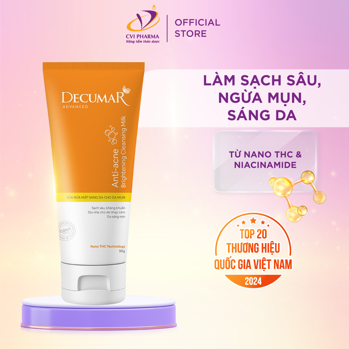 Sữa rửa mặt dạng Gel Decumar Clean Advanced 50gr ngừa mụn sáng da kiểm soát dầu hoàn toàn mới