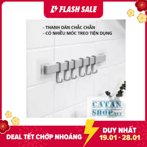 [HCM]Thanh treo đồ dán tườngtủ quần áo nhà bếp có 6 móc chịu lực tiết kiệm diện tích (giao màu ngẫu nhiên)GD263-MTSC-Thanh
