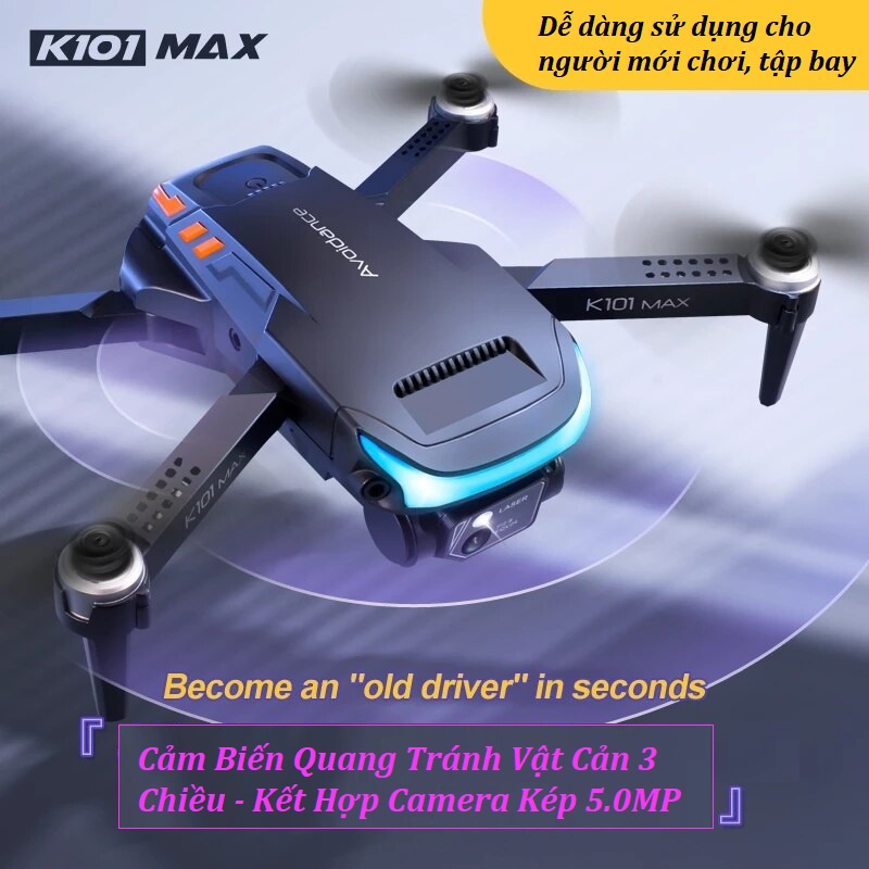 Flycam K101 MAX Drone 2 camera 4K trang bị cảm biến chống va chạm có định vị GPS ✔ Flycam mini giá rẻ cao cấp - Fly cam giá rẻ - Ply cam - Playcam - Máy bay flycam - Play camera HD quay phim chụp ảnh trên không