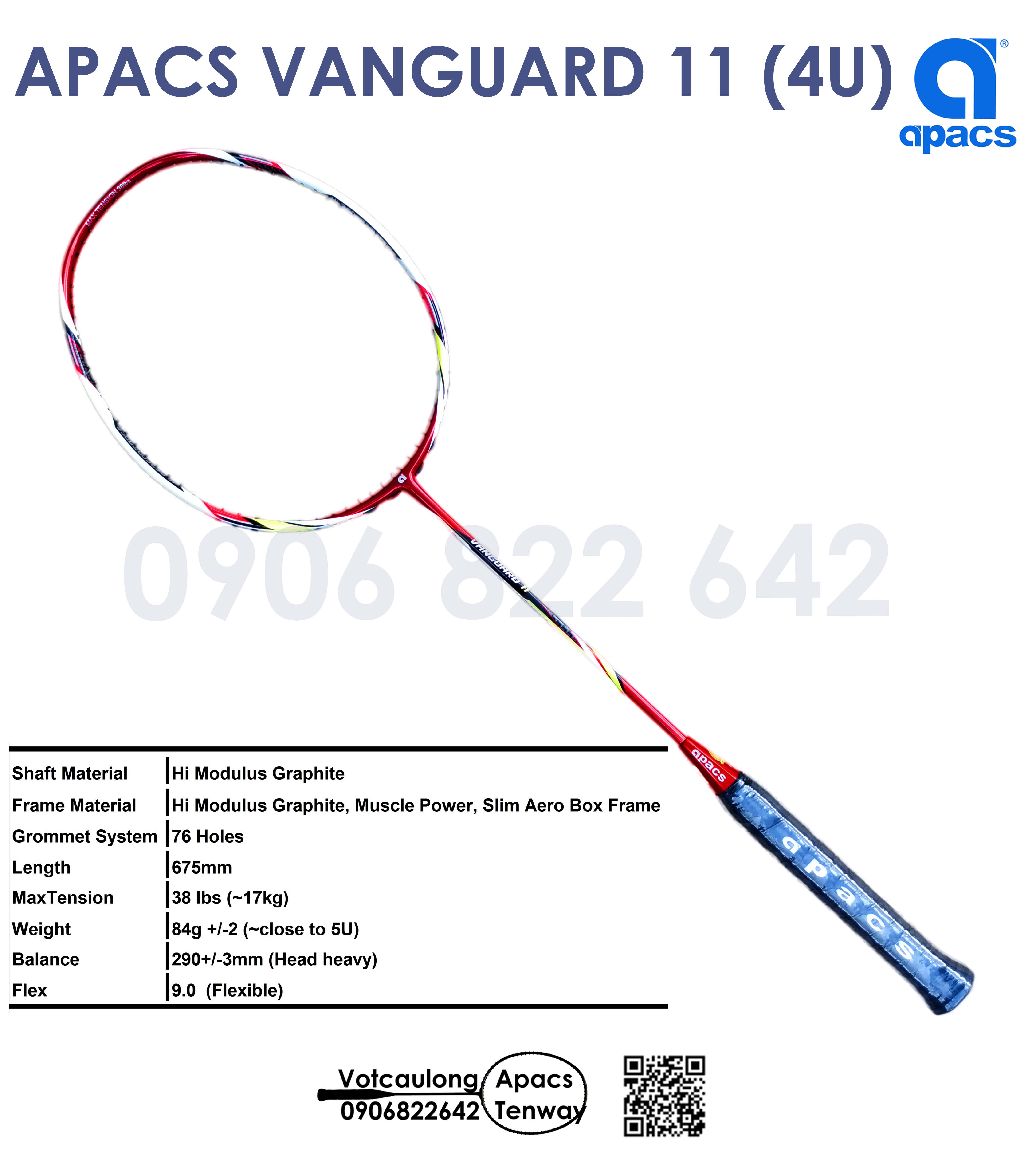 [HCM][Vợt cầu lông Apacs Vanguard 11- 4U] – Vợt chuyên công dễ thuần dễ đánh