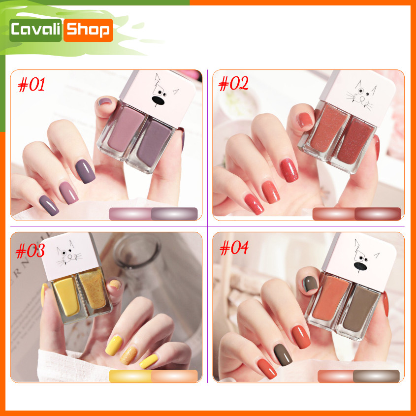 [HOT TREND] Set 2 chai sơn móng tay nhũ + lì – CAVALI – Dung tích 2*6ml nhỏ gọn nhiều màu xinh xắn cho bạn lựa chọn ( MUA 3 TẶNG 1 )