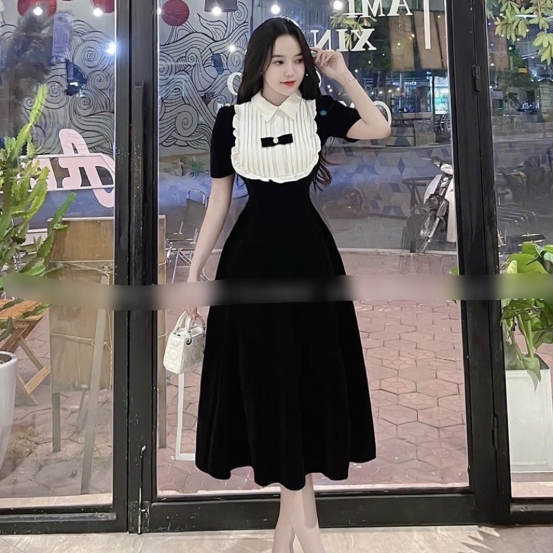 Váy Nhung Nữ Nơ Xinh