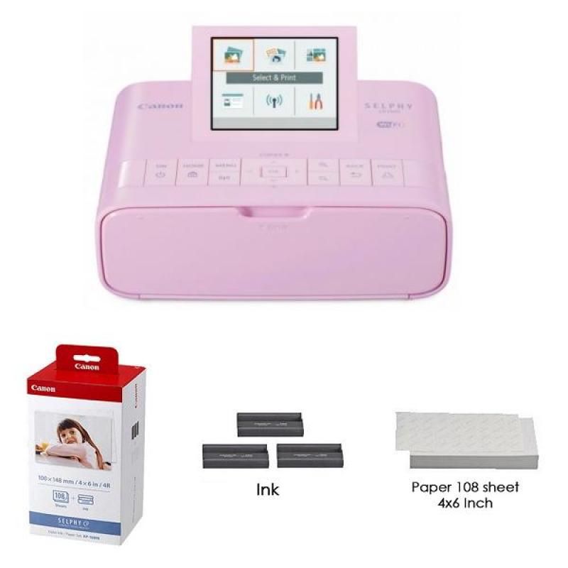 Máy in Canon SELPHY CP1300 Wifi -(Màu Hồng) - Hàng Canon Lê Bảo Minh + Giấy in ảnh Paper Set KP-108IN