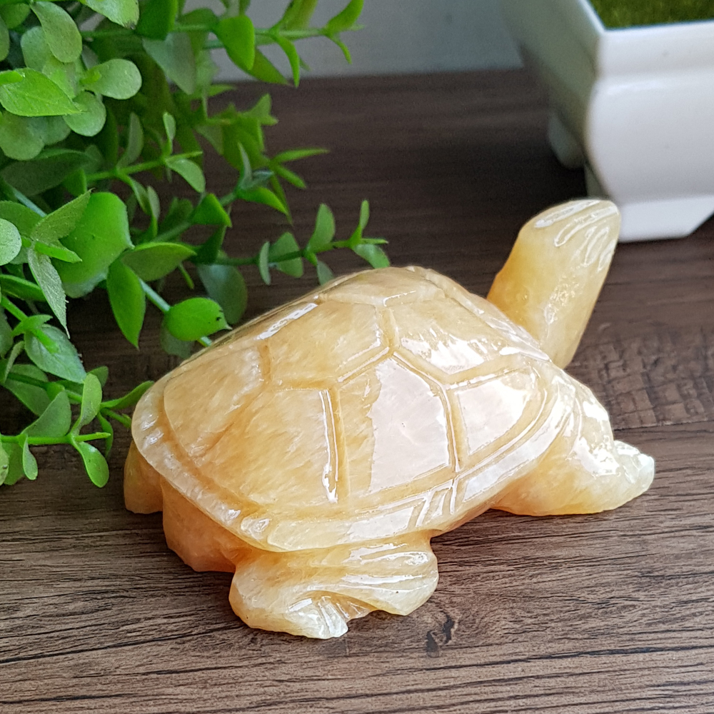 [HCM]Cụ Rùa VÀNG bằng đá thạch anh thiên nhiên size 8cm