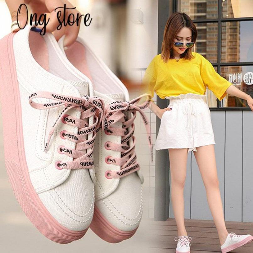 Sục thể thao nữ giày sneaker dây chữ trend 2019 giá rẻ