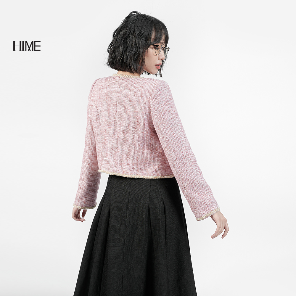 Áo khoác dạ tweed hồng HIME H002
