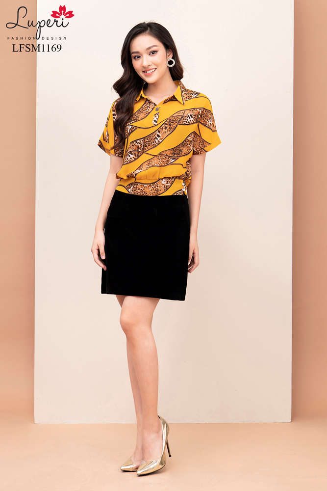 Áo sơ mi nữ LUPERI LFSM1169 cổ đức kiểu tay ngắn, họa tiết độc đáo phong cách, áo sơ mi tay ngắn, áo sơ mi kiểu nữ, áo sơ mi nữ đẹp, áo sơ mi tay ngắn nữ, áo sơ mi nữ đẹp LFSM1169
