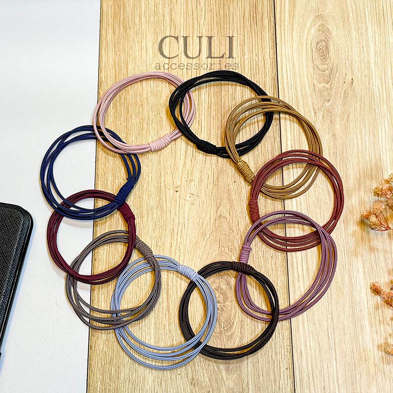 Dây cột tóc, combo 10 thun cột tóc sợi kép gân basic - Culi accessories