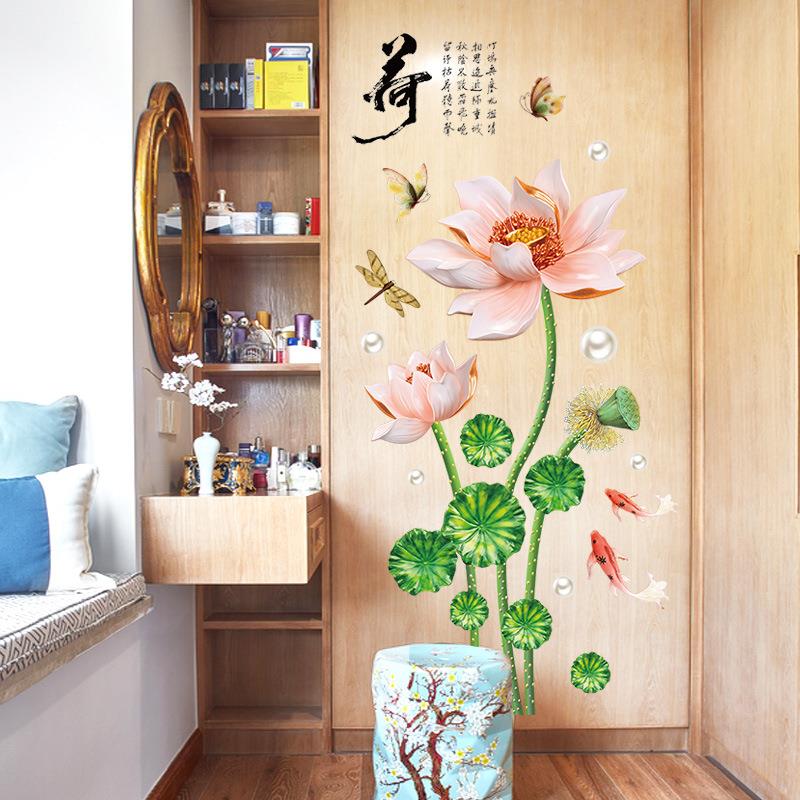 DECAL DÁN TƯỜNG HOA SEN NỤ HỒNG