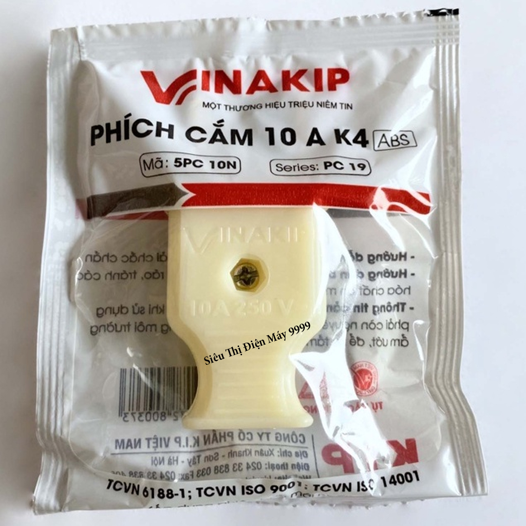 Phích cắm điện vinakip 10A (Chân tròn)