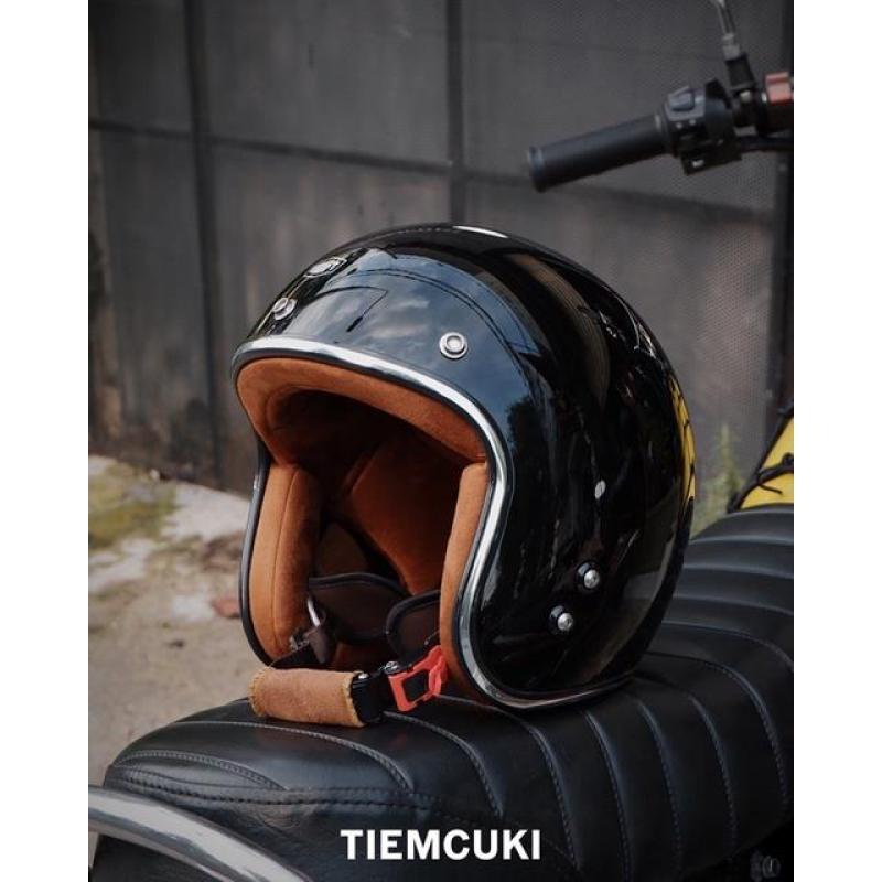 ▬  Nón bảo hiểm Kraft Helmet - Đen bóng - Vintage Motocycle