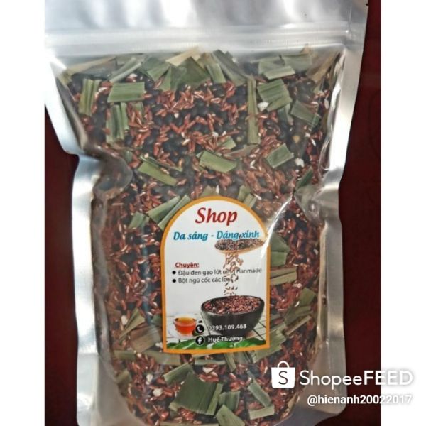 1KG TRÀ ĐẬU ĐEN GẠO LỨT LÁ DỨA (LÁ NẾP THƠM)