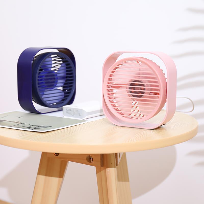 Quạt để bàn mini 5 cánh xoay 360 độ kiểu dáng vuông dành cho nhân viên văn phòng tiện lợi
