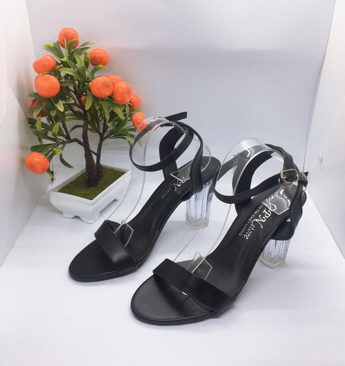 [HCM][ẢNH THẬT] Giày cao gót sandal 9 phân gót trong