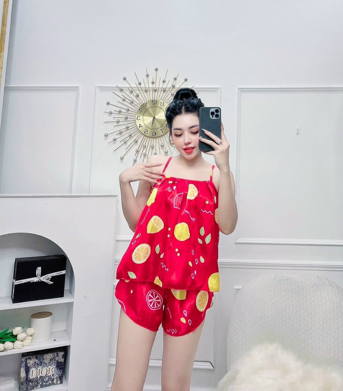 Set bộ đùi mặc nhà hai dây nhiều mẫu xinh xắn vải phi lụa mềm mịn freesize dưới 55kg