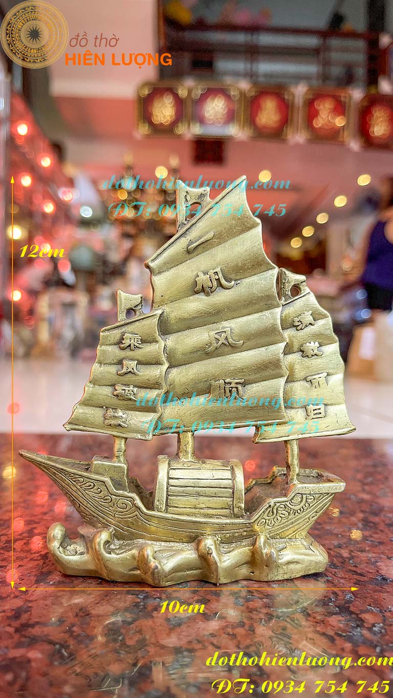 Thuyền Buồm Đầu Rồng Phong Thủy Bằng Đồng 3 Cỡ