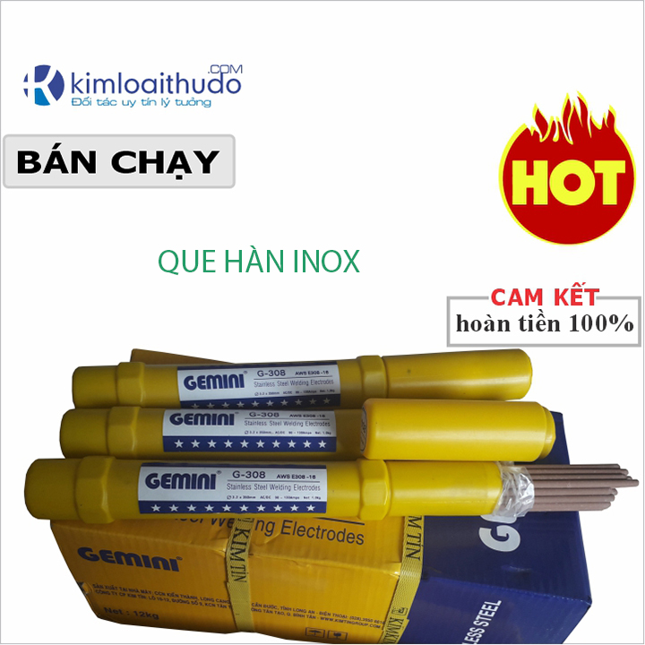 Combo 5 que hàn Inox G-308 Gemini phi 3.2mm