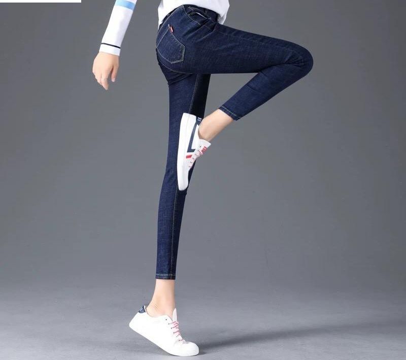 Quần jean nữ (03) lưng cao trơn màu xanh tiêu chất siêu giãn ( size 26 - 34 ) xx-03-xa10