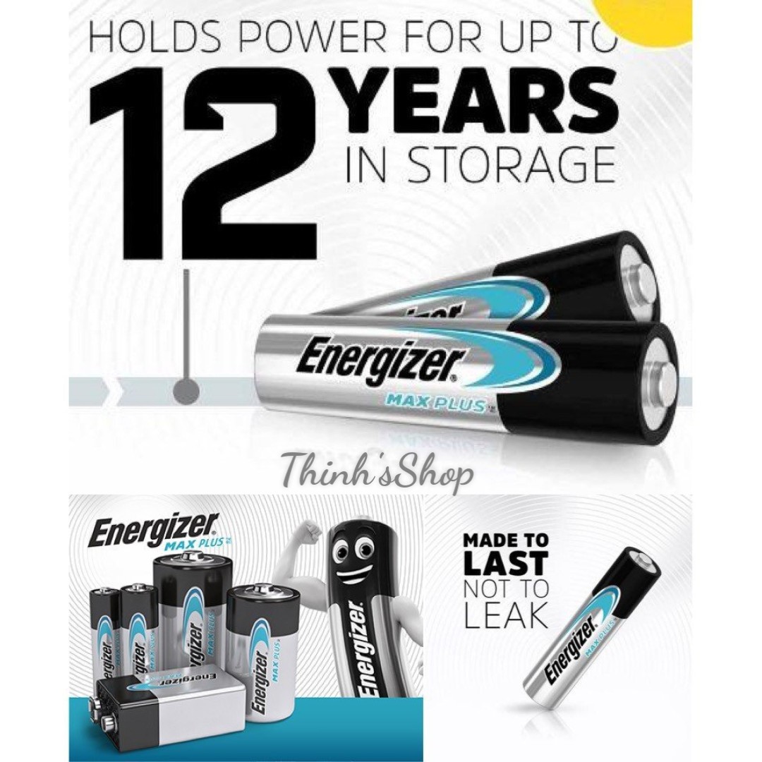 Vỉ 2 pin tiểu Energizer AA MAX PLUS 1.5V EP91 BP2 chính hãng