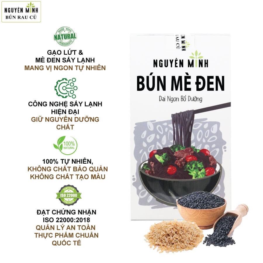 [Nguyên Minh] Bún gạo lứt mè đen (mì gạo lức đen) ăn kiêng eat clean