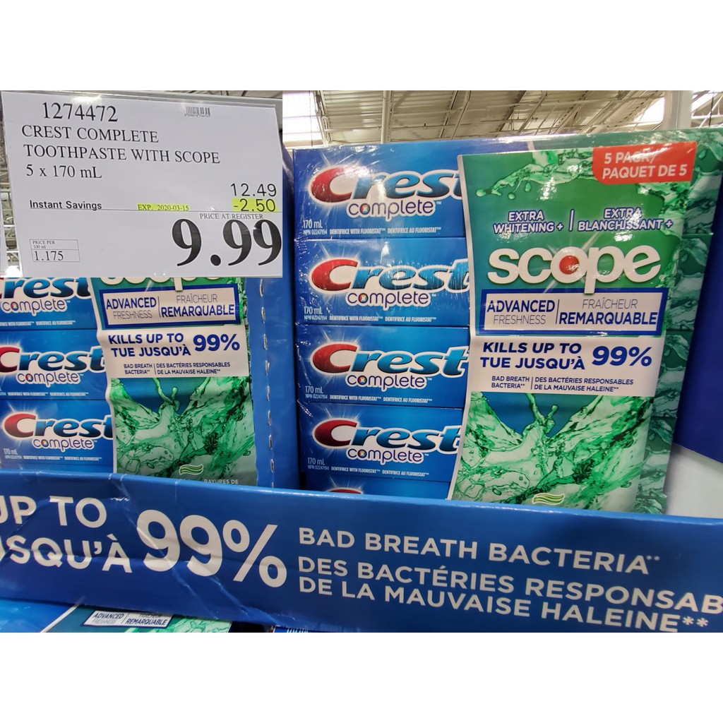 [Hoàn tiền 20%] Kem Đánh Răng Crest Complete Extra Whitening + Scope Advanced Freshness Mỹ- Hộp 232g