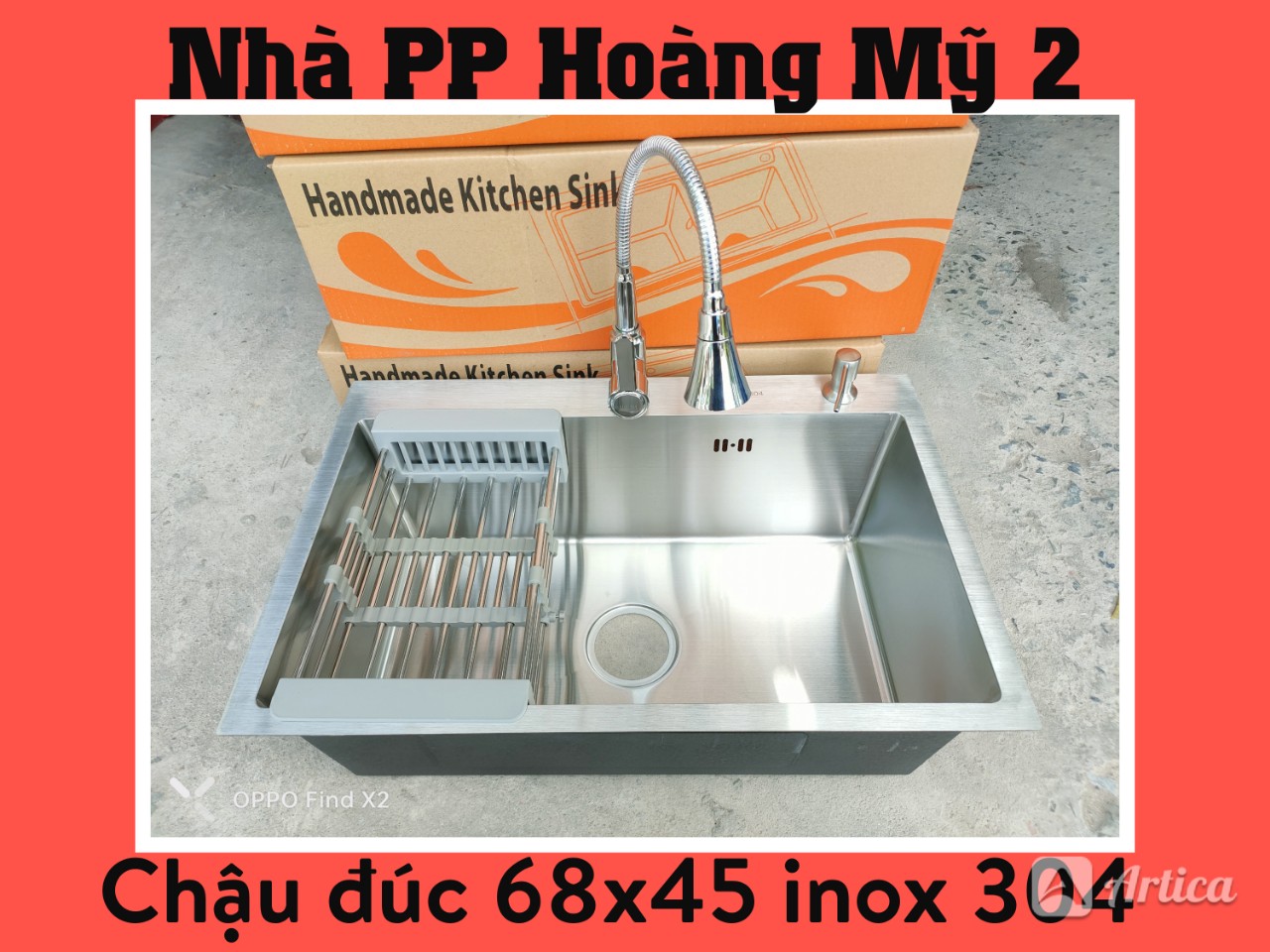 Chậu rửa chén bát inox 304 chậu đúc kt 6845