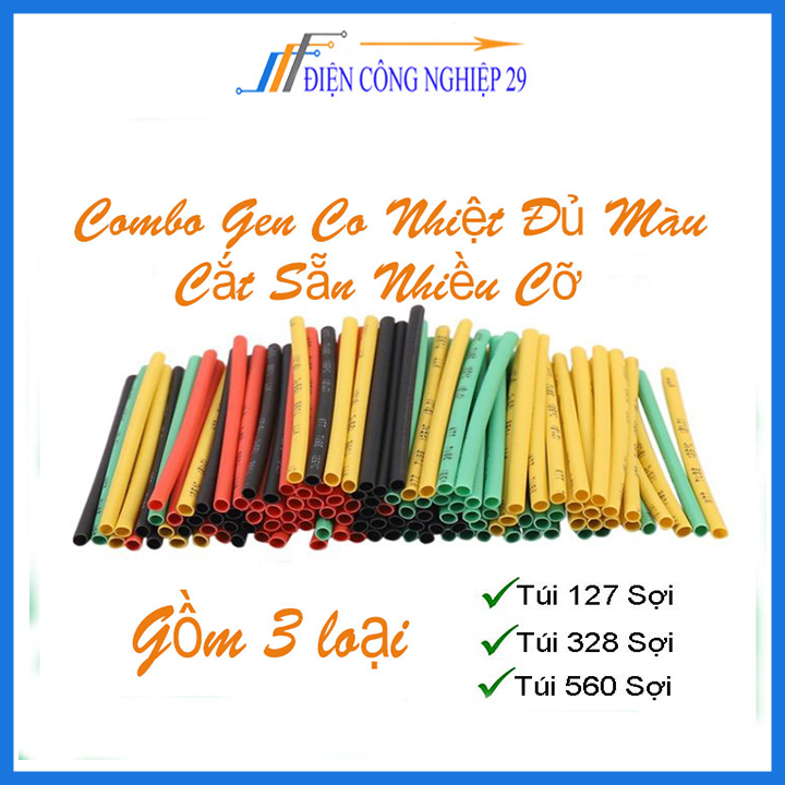 Combo Gen Co Nhiệt Đủ Màu Cắt Sẵn Nhiều Cỡ