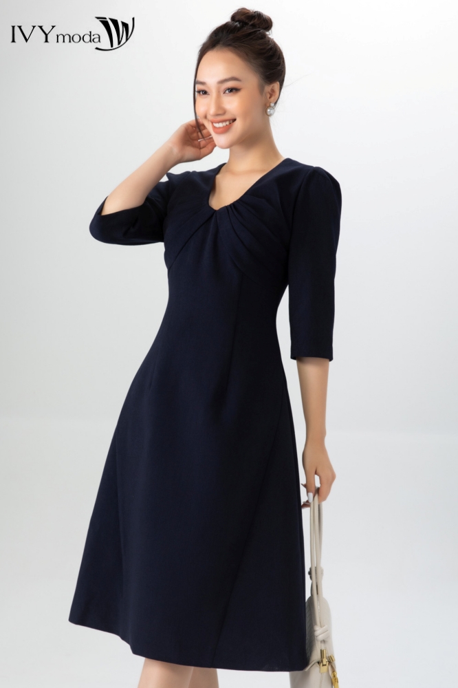 [ Nhập mã LAZSOCIAL10 - Giảm 20% tối đa 99K đơn 199K ] Đầm lụa dáng chữ A IVY moda MS 48B9021