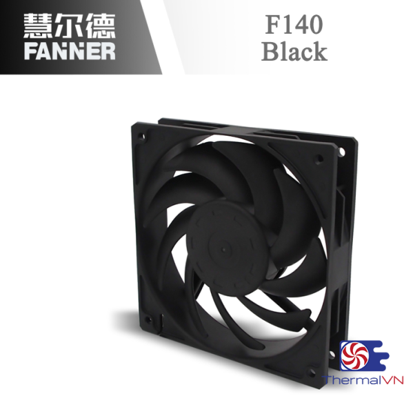 Quạt fan case 14cm Fanner F140 Black - Thiết kế khung cứng cáp, sức gió lớn 108 CFM