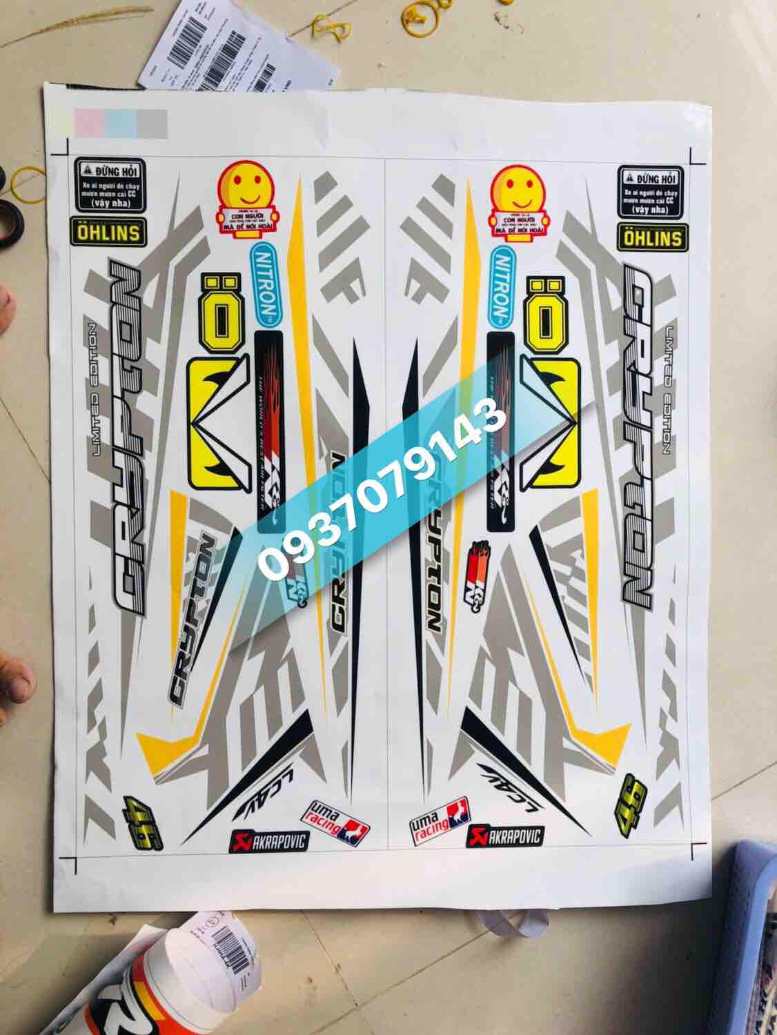 Tem rời exciter 2006 đến 2010 Crypton dán xe trắng