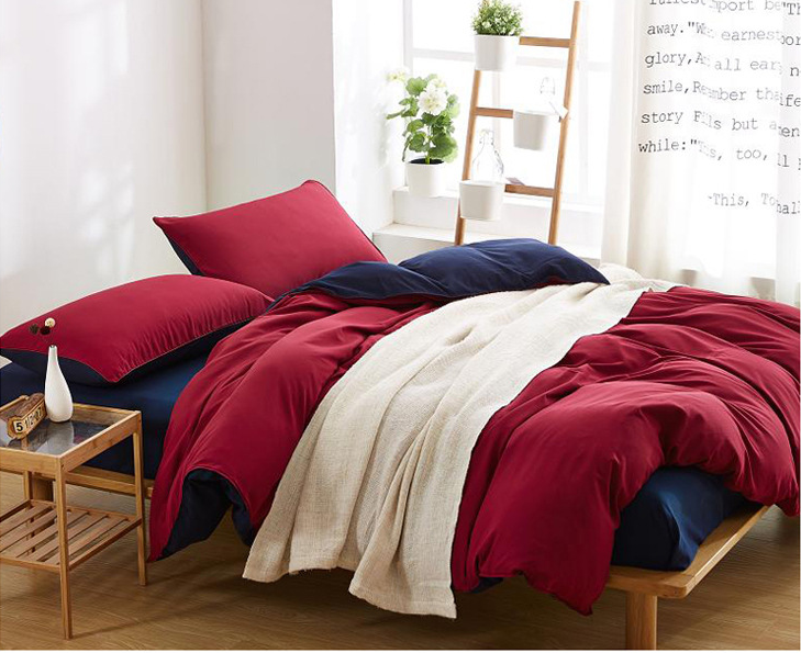 Bộ Chăn Ga Gối Cao Cấp 4 Món Nhập Khẩu Cotton Basic- Đỏ Đô mẫu CB3