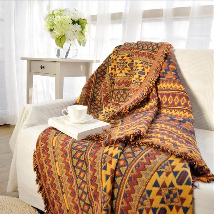 Khăn trải Sofa Vàng Thổ Cẩm trang trí phong cách Bắc Âu