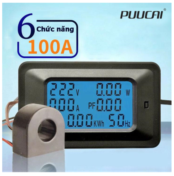 Máy đo điện áp cường độ dòng điện công suất công tơ điện tử PUUCAI ampe kế vôn kế 100A 6 trong 1