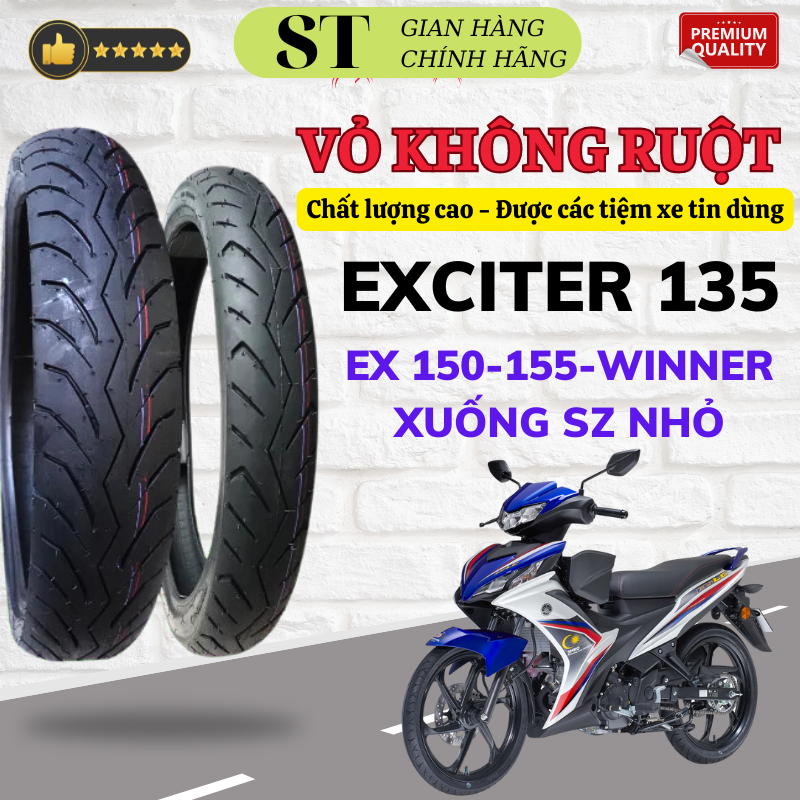 1 Cặp vỏ lốp không ruột xe exciter 135