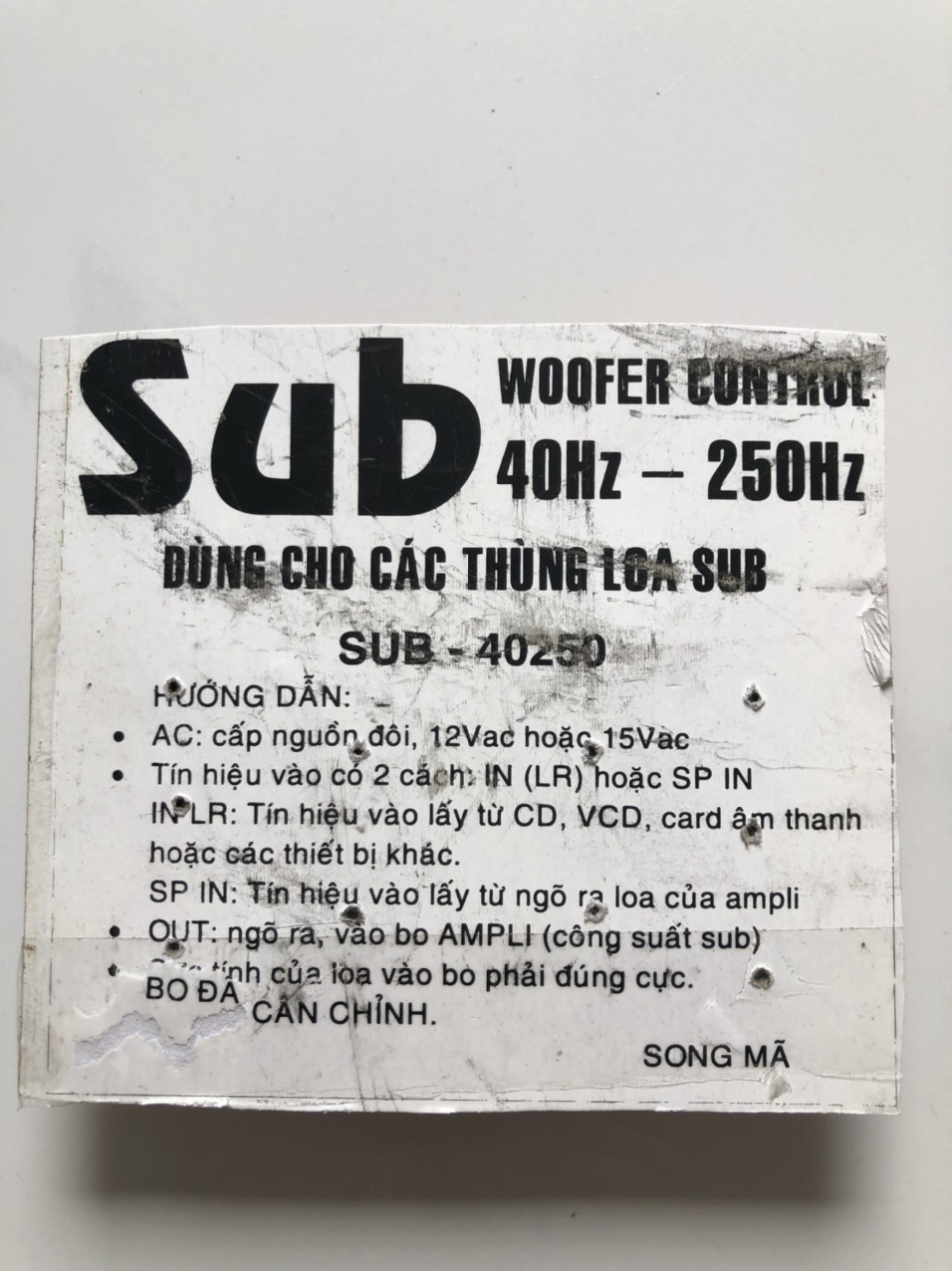 MẠCH LỌC LOA SUB- SONG MÃ