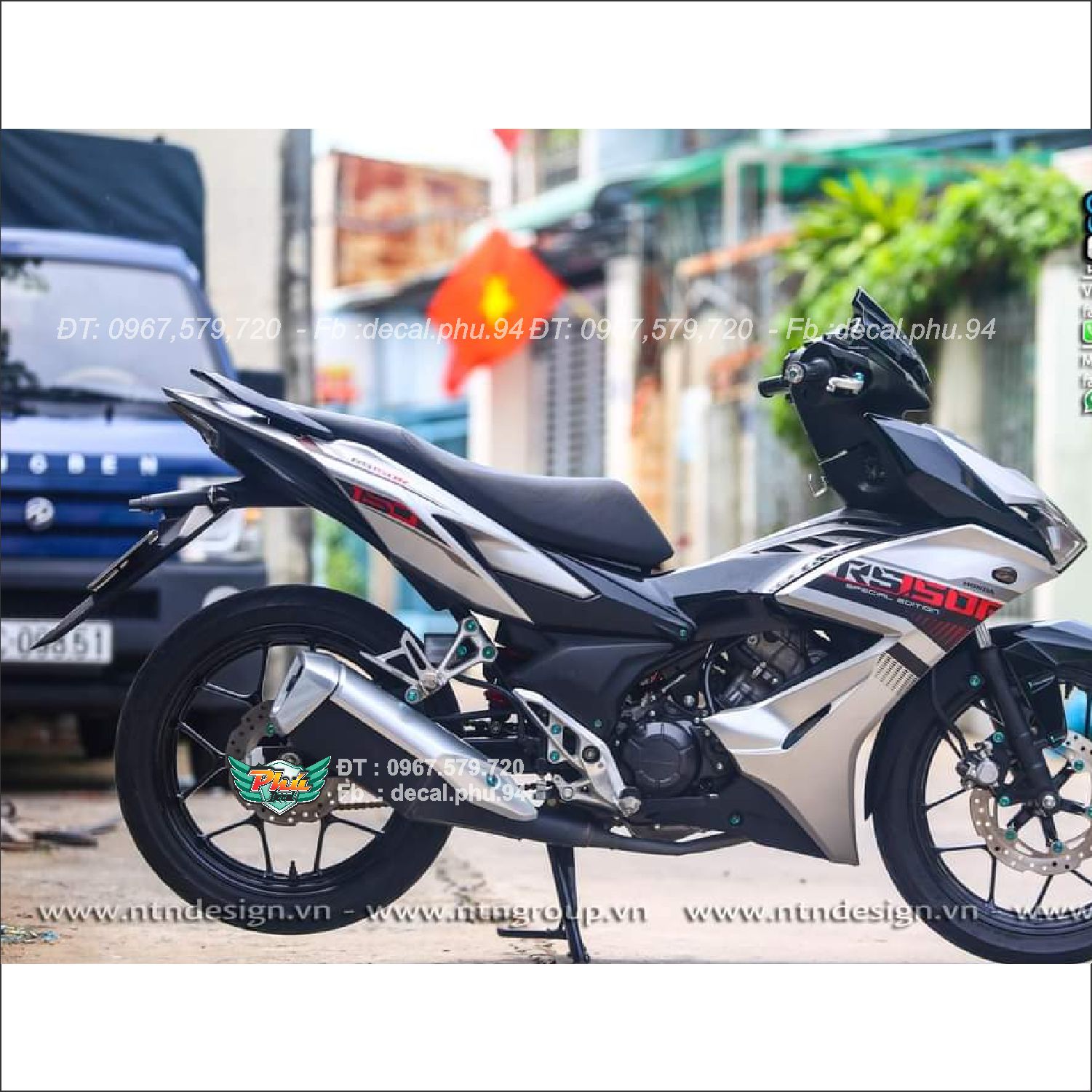Tem rời xe Winner X bạc đen Rs (l)